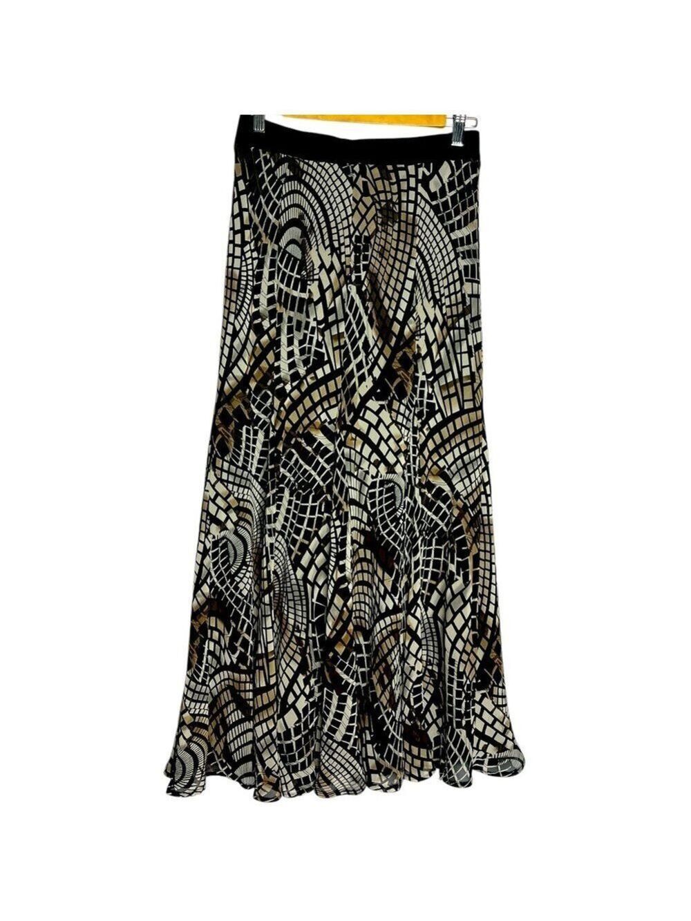 Linea Domani Black & Brown Chiffon Maxi Skirt, size S